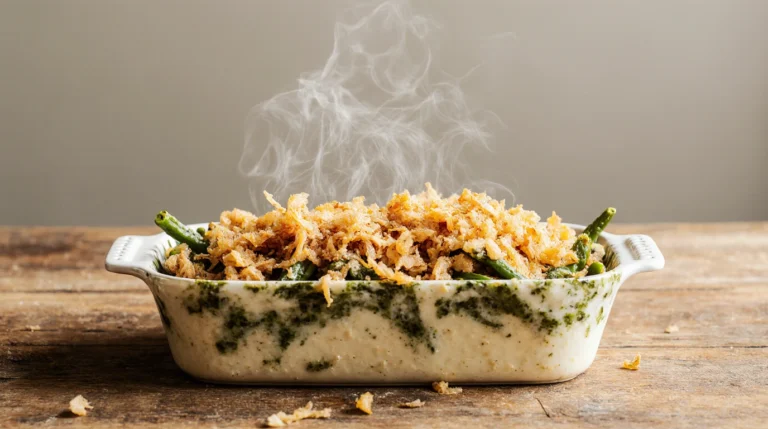 Make the best fresh green bean casserole ever with crisp beans, creamy sauce, and golden topping. A simple homemade recipe that’s pure comfort food!
